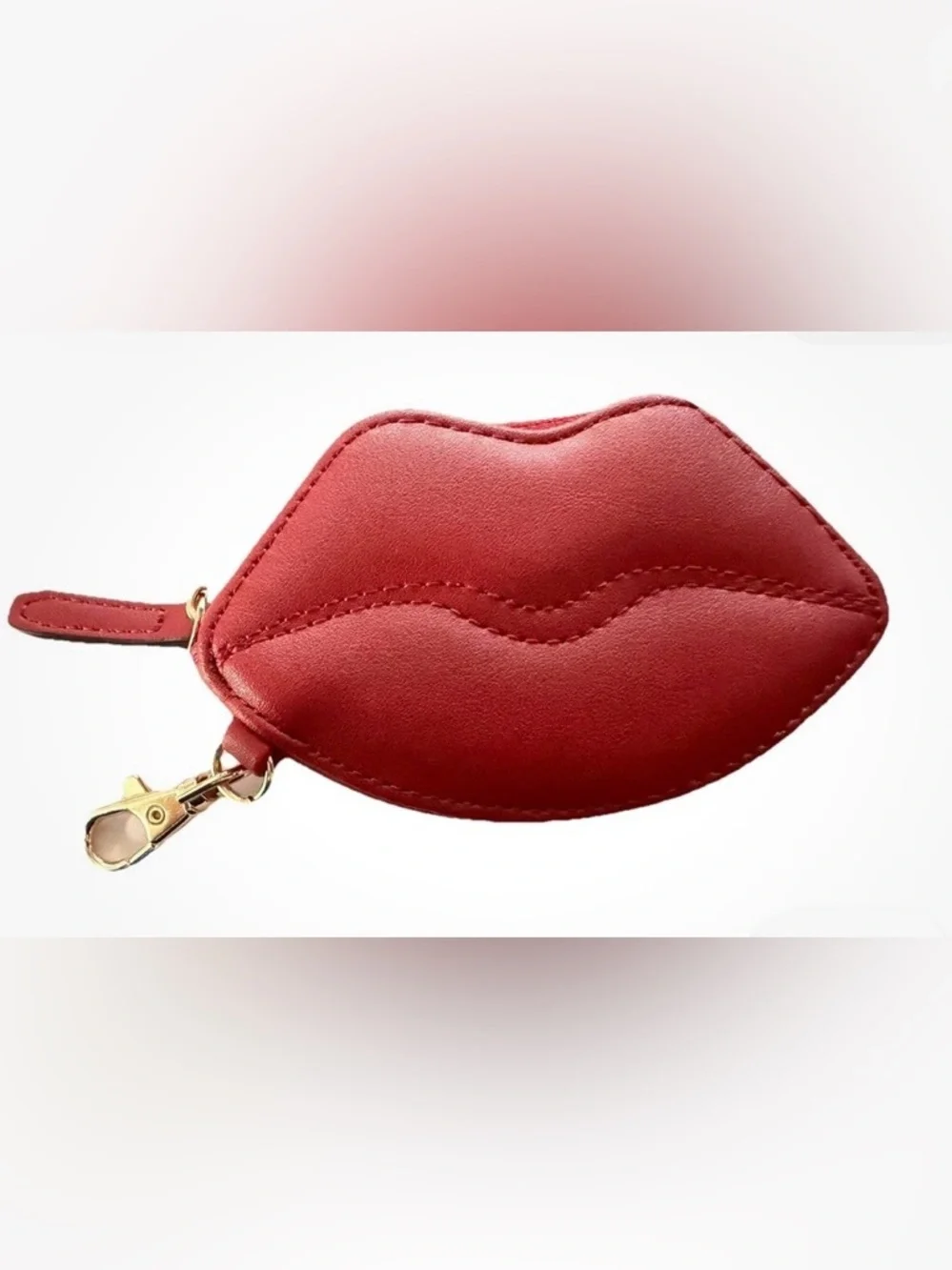 ALDO Red Lip-Shaped Coin Purse Keychain